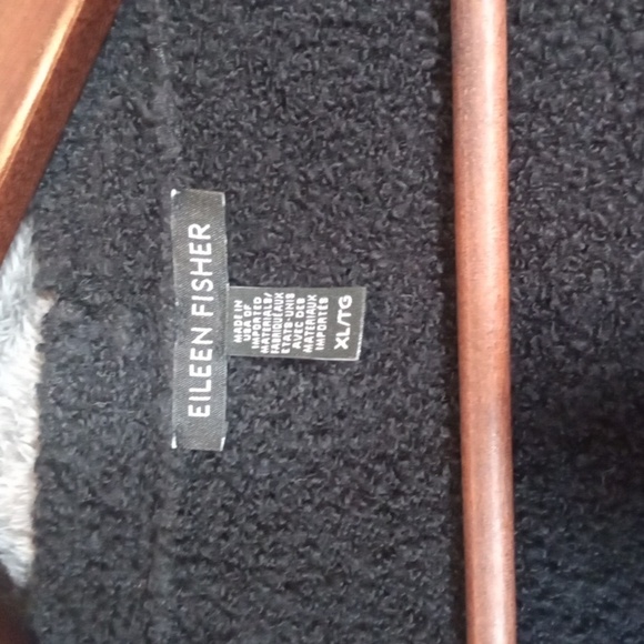 Eileen Fisher Shaggy Long Sleeve Button Cardigan Black Womens Xl - Picture 3 of 11